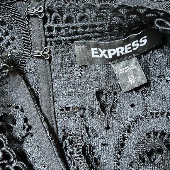 LIKE NEW! EXPRESS Lace Ruffle Sleeve Top - Black - Picture 8 of 11
